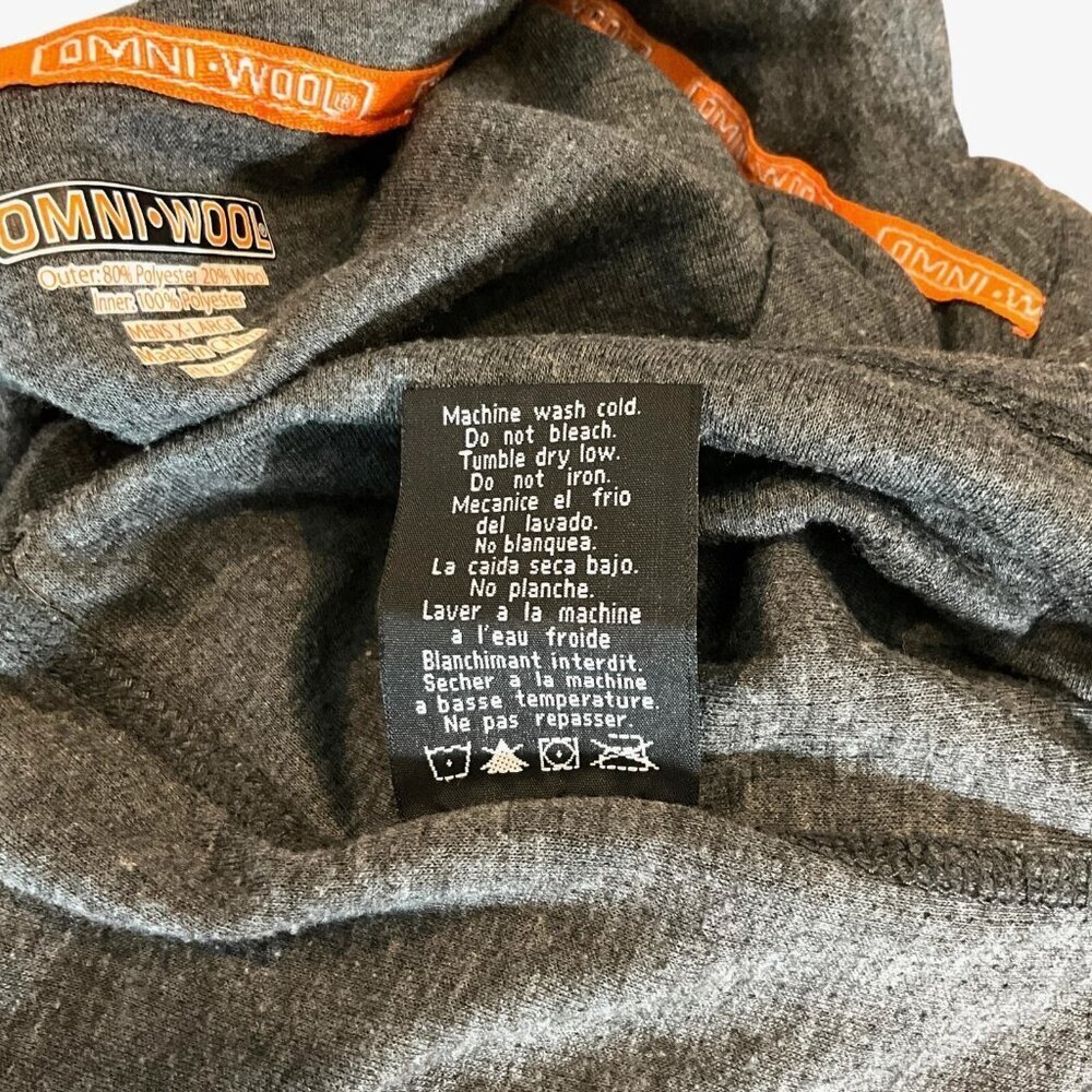 Omni Wool Size XL 1/4 Zip Base Layer Top Gray Long Sleeve Wool Poly Blend - Picture 8 of 8